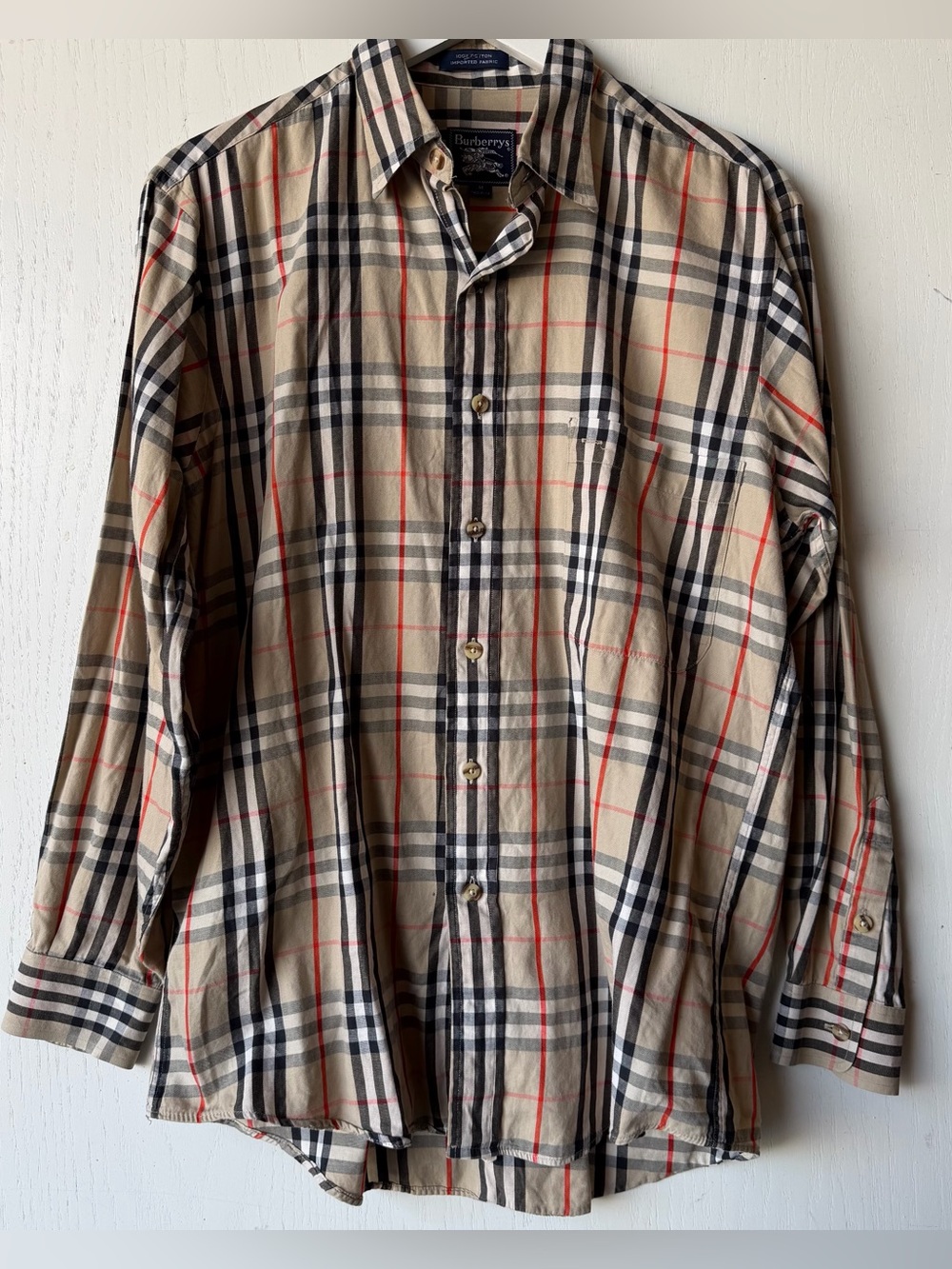 Vintage Burberrys Nova Check Plaid 100% Cotton Made in USA Men’s Size M